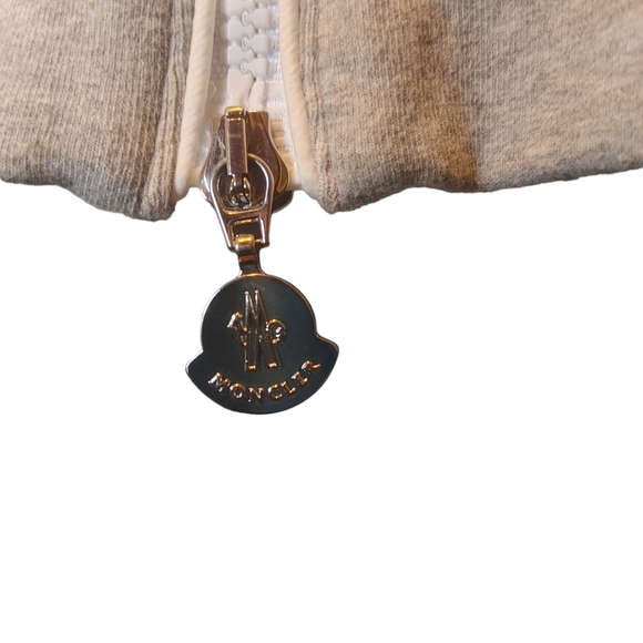 MONCLER - Authentic Luxury 3/4 Sleeve Grey White Mesh Zip Up Hoodie Small - Picture 10 of 11